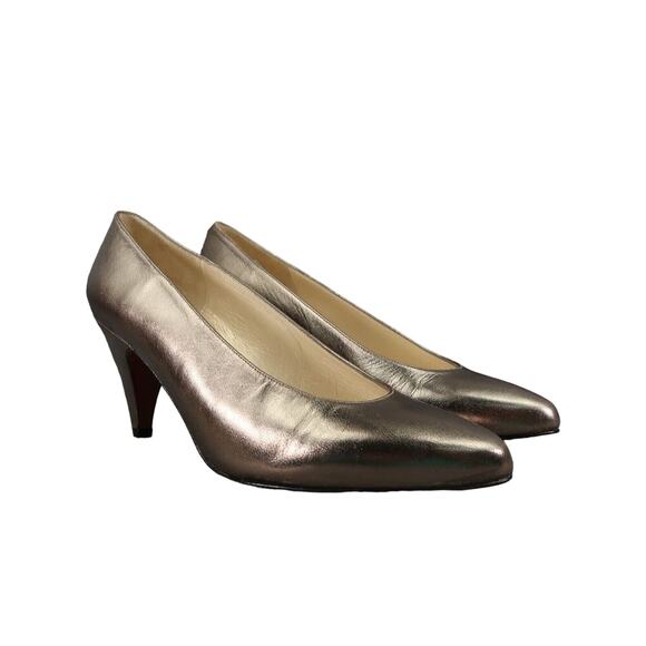 Evan Picone Shoes Womens 5 Pumps Classic Formal Fashion Metallic Leather Slip On - Picture 1 of 15